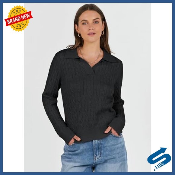 V-Neck Cable Knit Sweater, Regular Fit, Long Sleeve Pullover - Picture 4 of 8